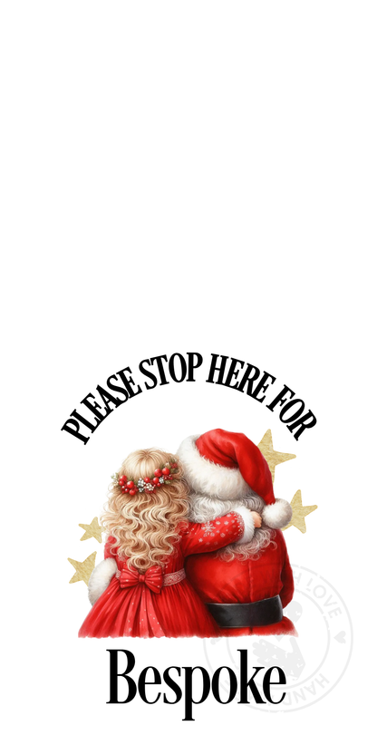 UV-DTF Transfer - Bespoke Santa and child Santa stop here designs for Woodform Crafts Door hangers