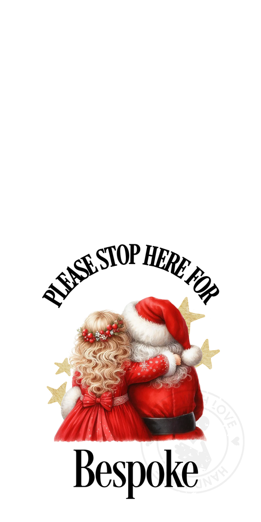 UV-DTF Transfer - Bespoke Santa and child Santa stop here designs for Woodform Crafts Door hangers