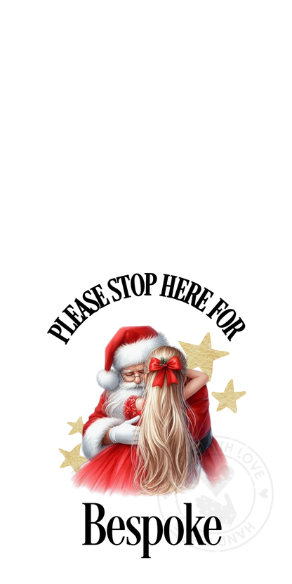 UV-DTF Transfer - Bespoke Santa and child Santa stop here designs for Woodform Crafts Door hangers