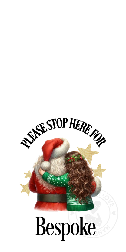 UV-DTF Transfer - Bespoke Santa and child Santa stop here designs for Woodform Crafts Door hangers