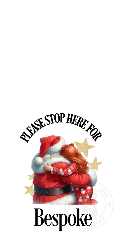 UV-DTF Transfer - Bespoke Santa and child Santa stop here designs for Woodform Crafts Door hangers