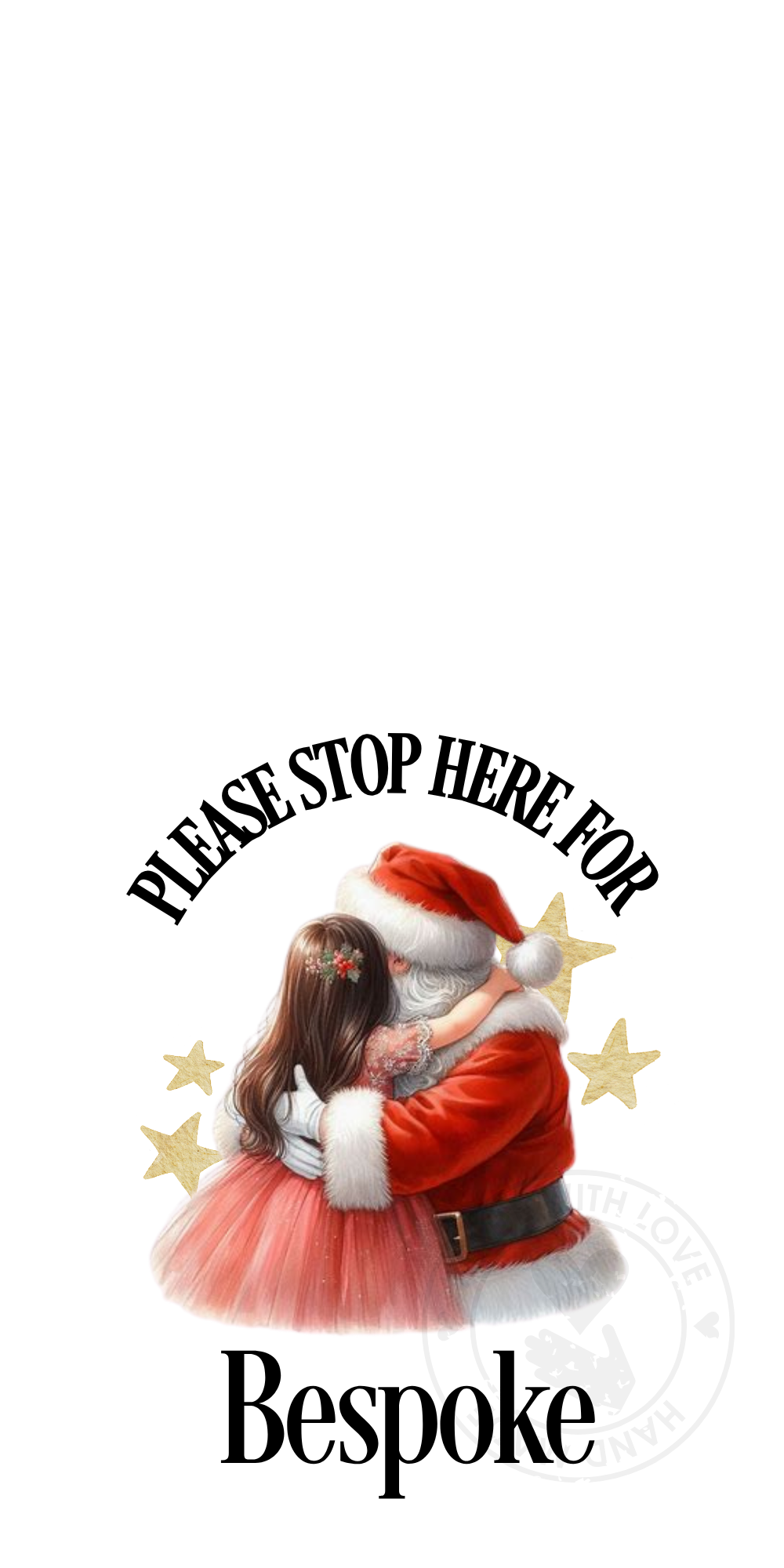 UV-DTF Transfer - Bespoke Santa and child Santa stop here designs for Woodform Crafts Door hangers