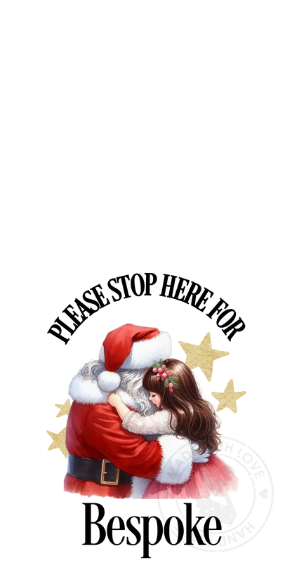 UV-DTF Transfer - Bespoke Santa and child Santa stop here designs for Woodform Crafts Door hangers