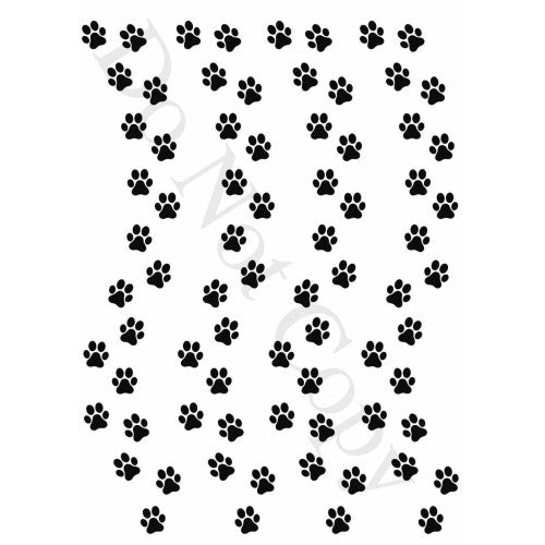 Style 6 - Paw Print Trails in Black Sheet of Mix and Match UV-DTF Designs