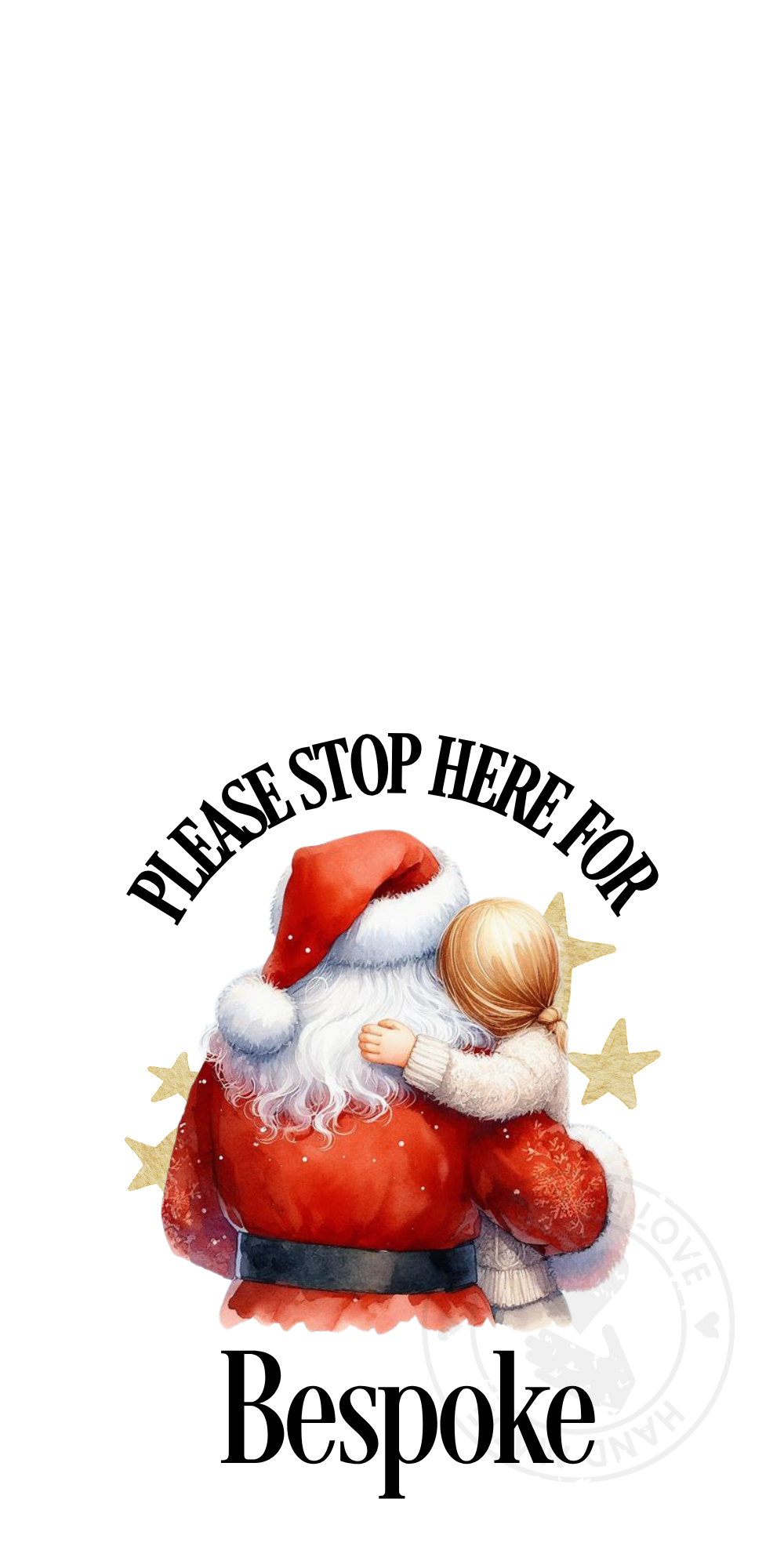UV-DTF Transfer - Bespoke Santa and child Santa stop here designs for Woodform Crafts Door hangers