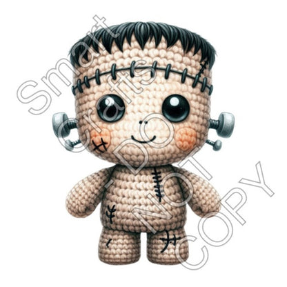 UV-DTF Transfer for Square Keyring - Halloween Crochet