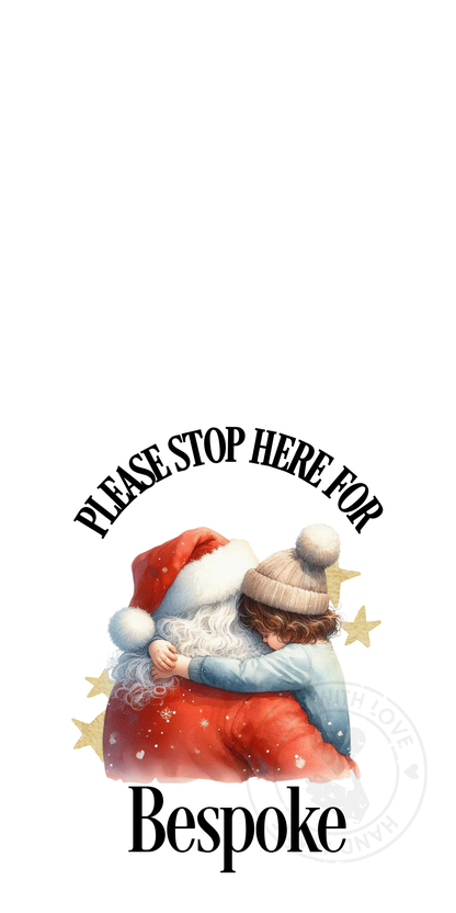 UV-DTF Transfer - Bespoke Santa and child Santa stop here designs for Woodform Crafts Door hangers