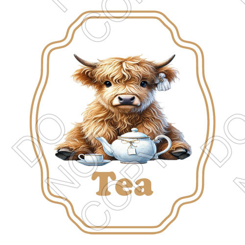 UV-DTF Transfer - Highland Cow Drink Labels