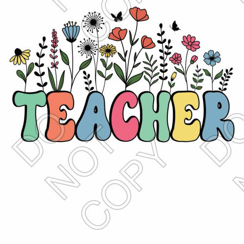 DTF Transfer - Teacher with Flowers