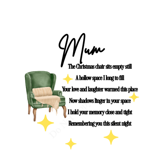 UV-DTF Transfer - Christmas chair with beautiful poem for Woodform 10cm tall baubles
