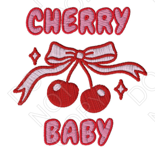 DTF Transfer - Cherry Baby (Embroidery Style)