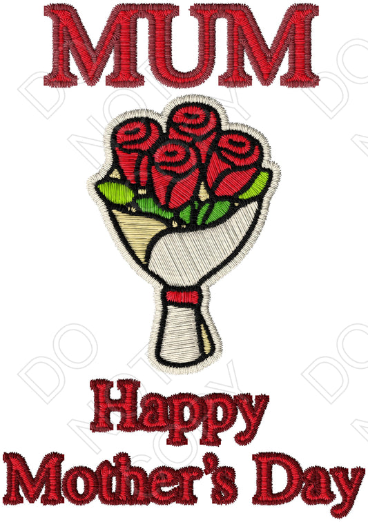 UV-DTF Transfer Suitable for 16oz Cold Cups - Embroidery Mum with Rose Bouquet