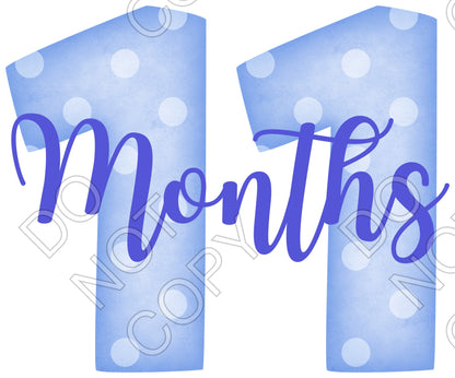 UV-DTF Transfer - 12pk Milestone Set Transfers - Blue Spots