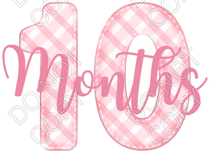 UV-DTF Transfer - 12pk Milestone Set Transfers - Pink Check