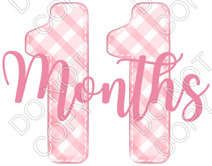 UV-DTF Transfer - 12pk Milestone Set Transfers - Pink Check