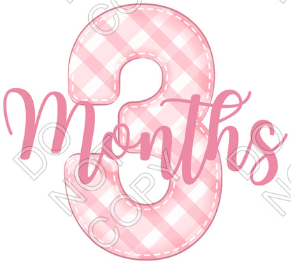 UV-DTF Transfer - 12pk Milestone Set Transfers - Pink Check