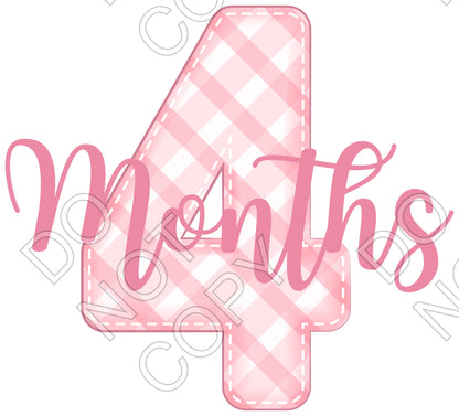 UV-DTF Transfer - 12pk Milestone Set Transfers - Pink Check