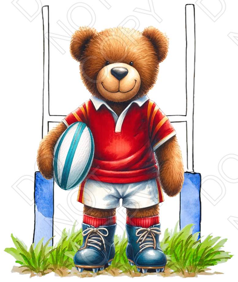 UV-DTF Transfer - Rugby Bear (Wales Style)