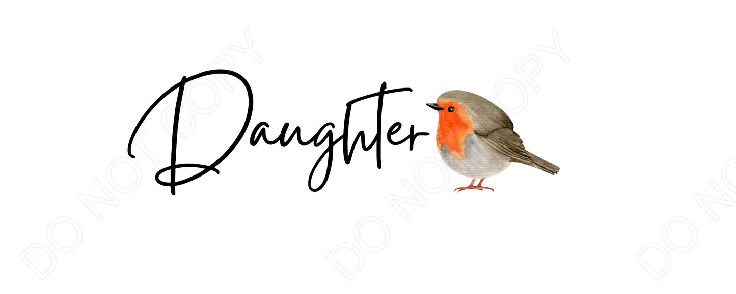UV-DTF Transfer - Family Name Robin Design for Woodform and Smart Crafts Feathers