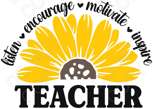 UV-DTF Transfer - Teacher Sunflower