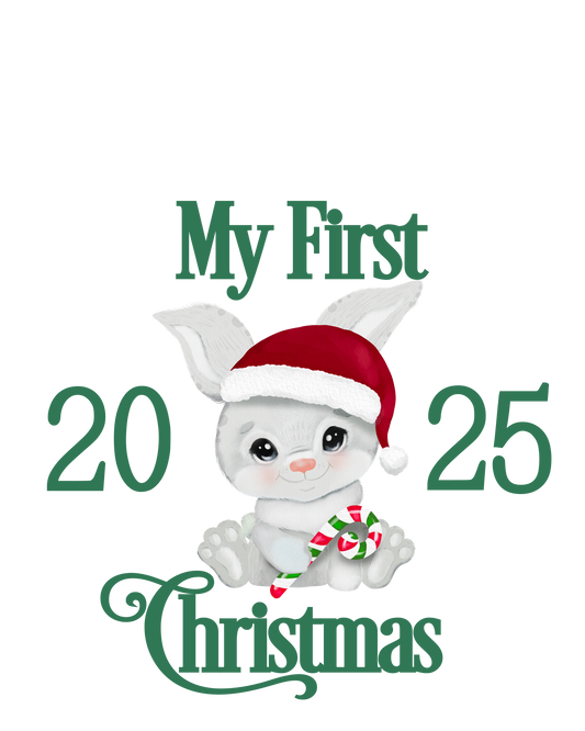 DTF Transfer - My First Christmas and Baby's First Christmas Candy Cane Bunny design.