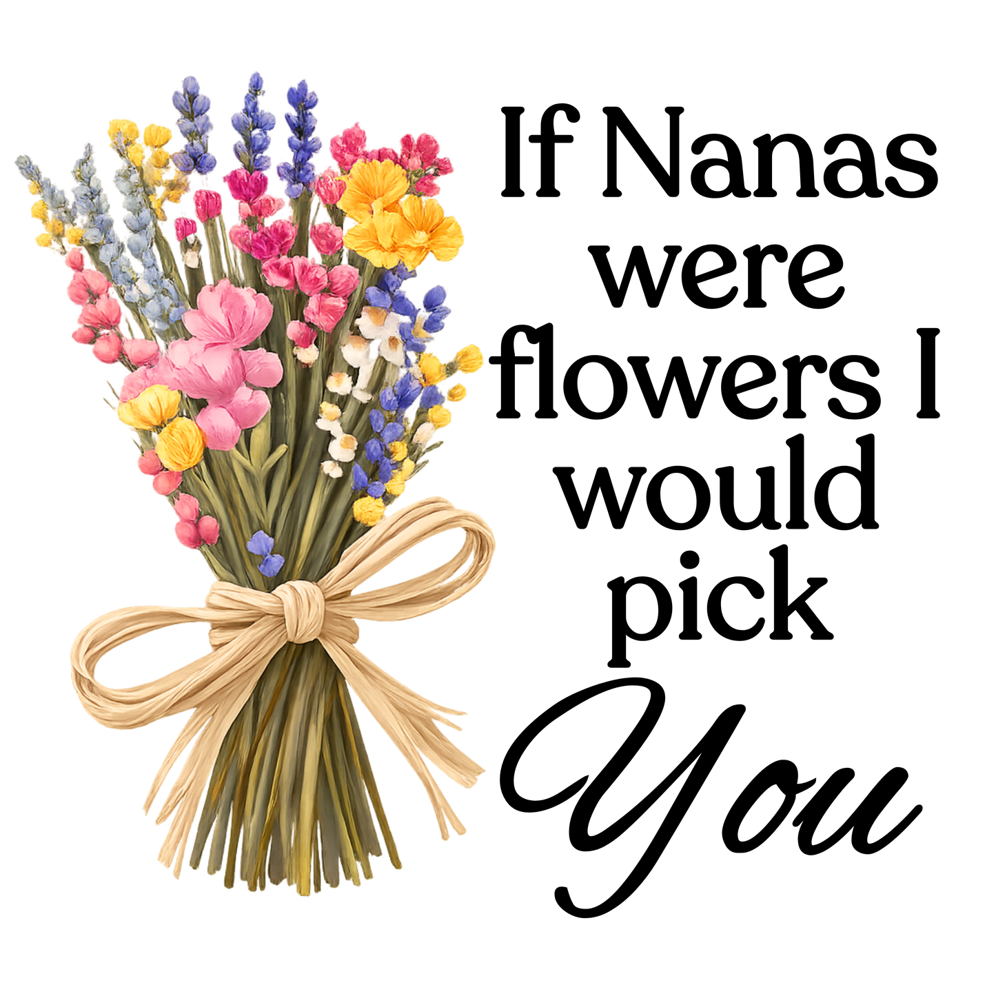 UVDTF Transfer - Beautiful mothers day bunch of wildflowers with choice of names
