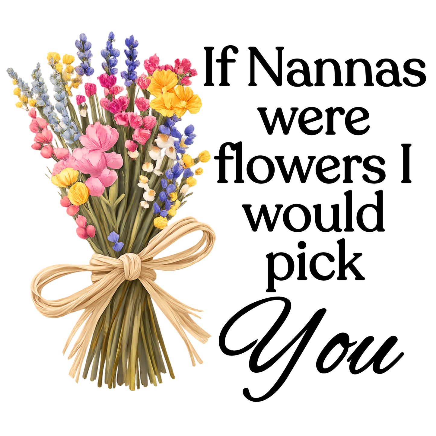 UVDTF Transfer - Beautiful mothers day bunch of wildflowers with choice of names