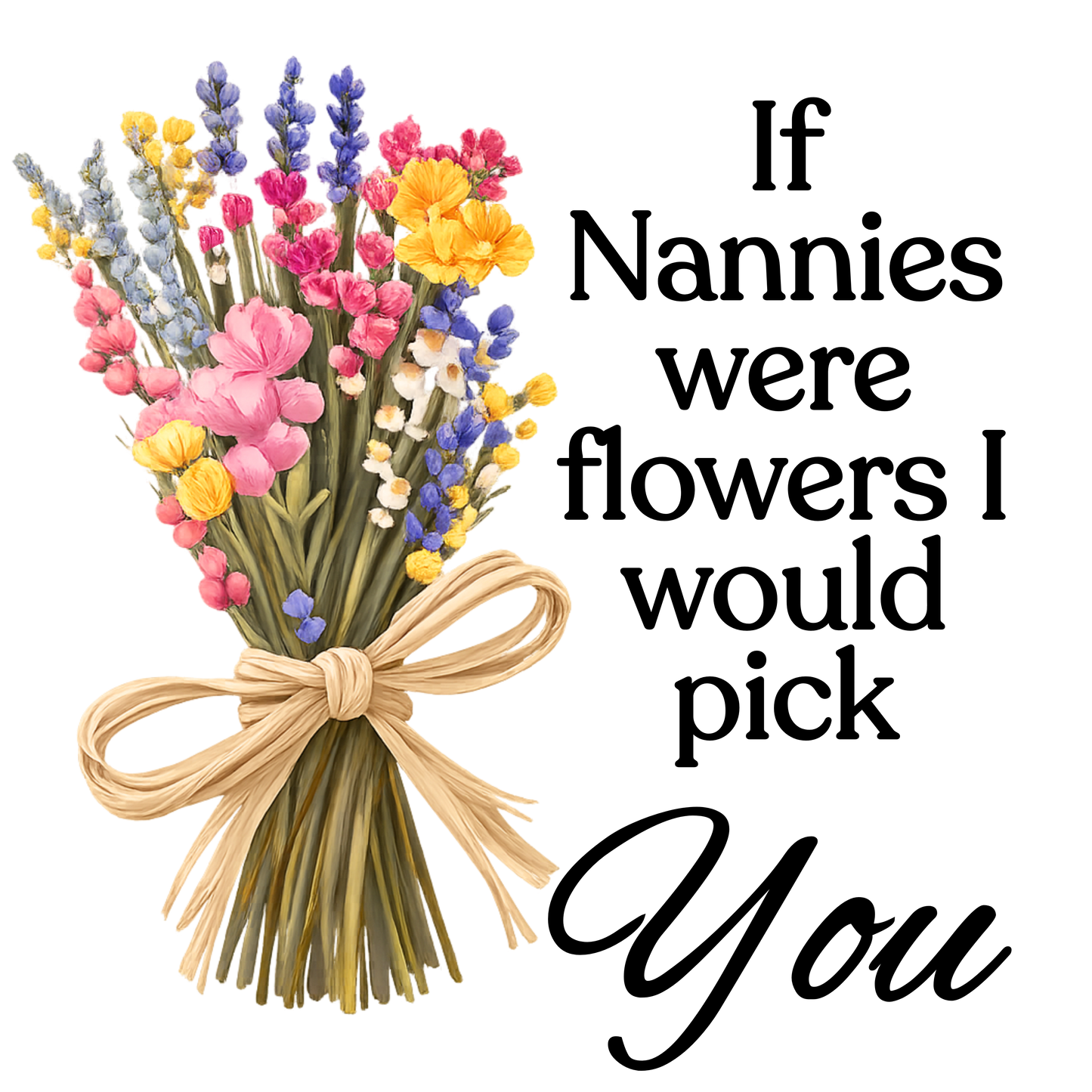 UVDTF Transfer - Beautiful mothers day bunch of wildflowers with choice of names