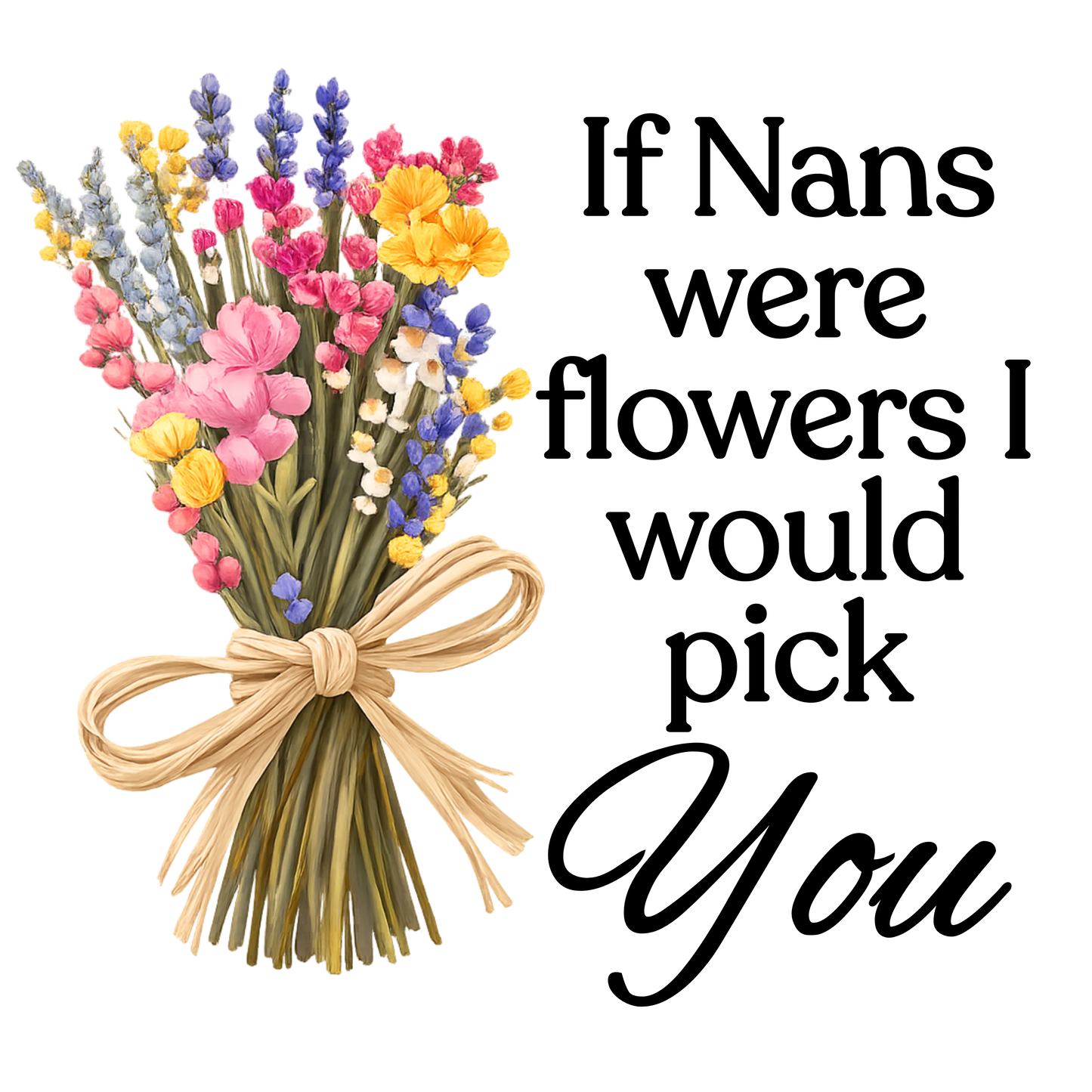 UVDTF Transfer - Beautiful mothers day bunch of wildflowers with choice of names