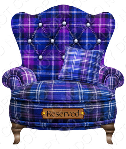 UVDTF Transfer - Tartan Memorial Chair with Names to fit Woodform Acrylic Hanging Chairs (Blue)