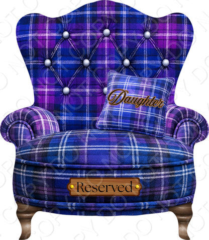 UVDTF Transfer - Tartan Memorial Chair with Names to fit Woodform Acrylic Hanging Chairs (Blue)