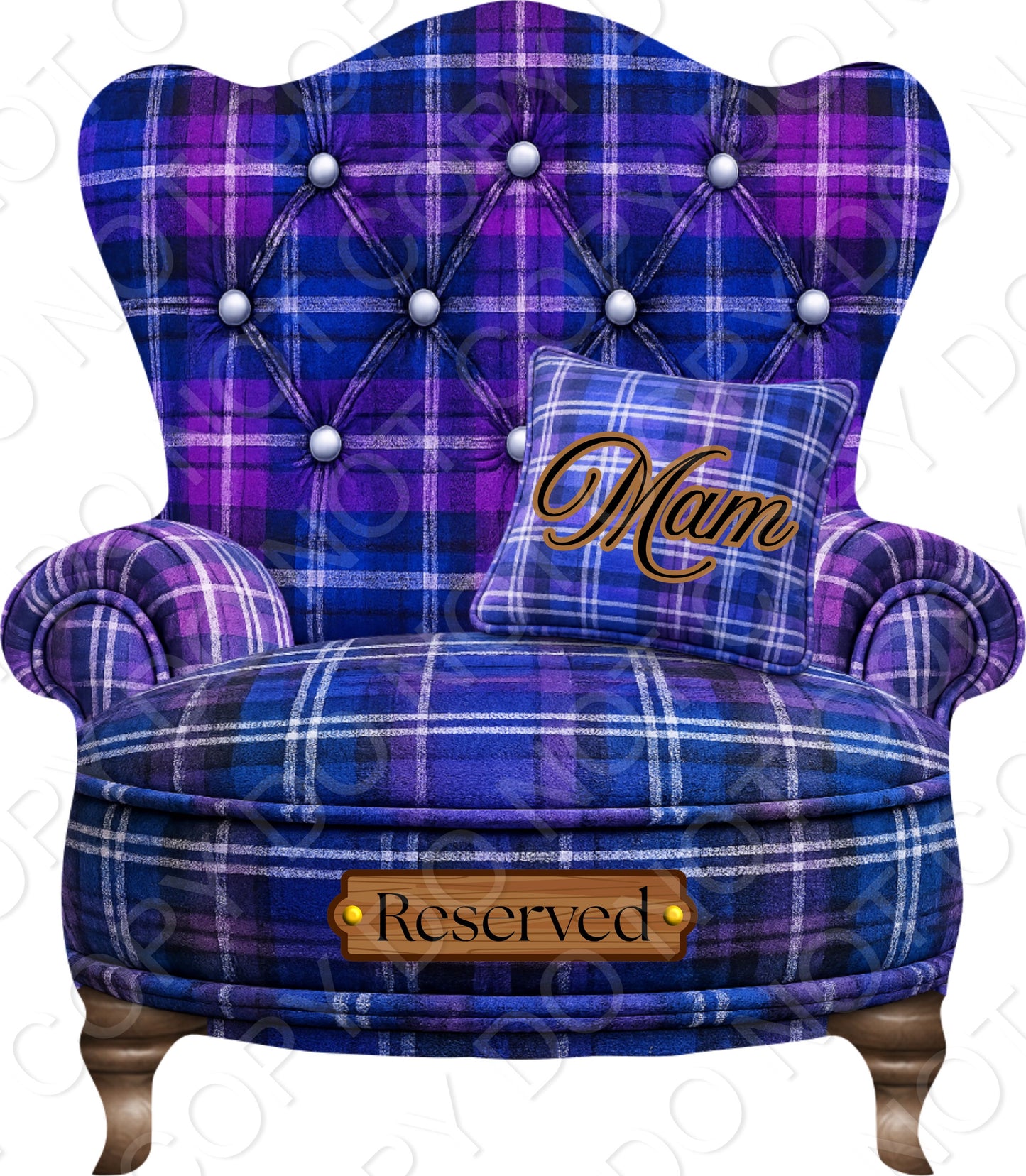 UVDTF Transfer - Tartan Memorial Chair with Names to fit Woodform Acrylic Hanging Chairs (Blue)