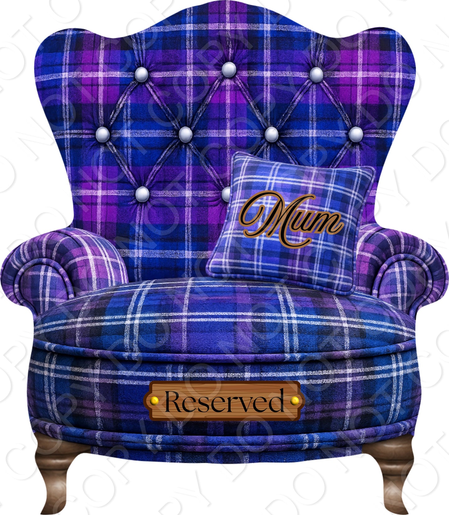 UVDTF Transfer - Tartan Memorial Chair with Names to fit Woodform Acrylic Hanging Chairs (Blue)