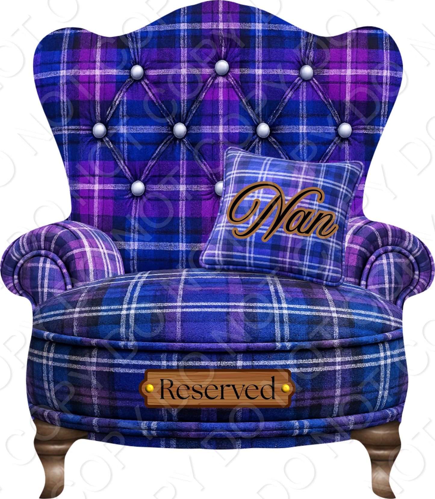 UVDTF Transfer - Tartan Memorial Chair with Names to fit Woodform Acrylic Hanging Chairs (Blue)