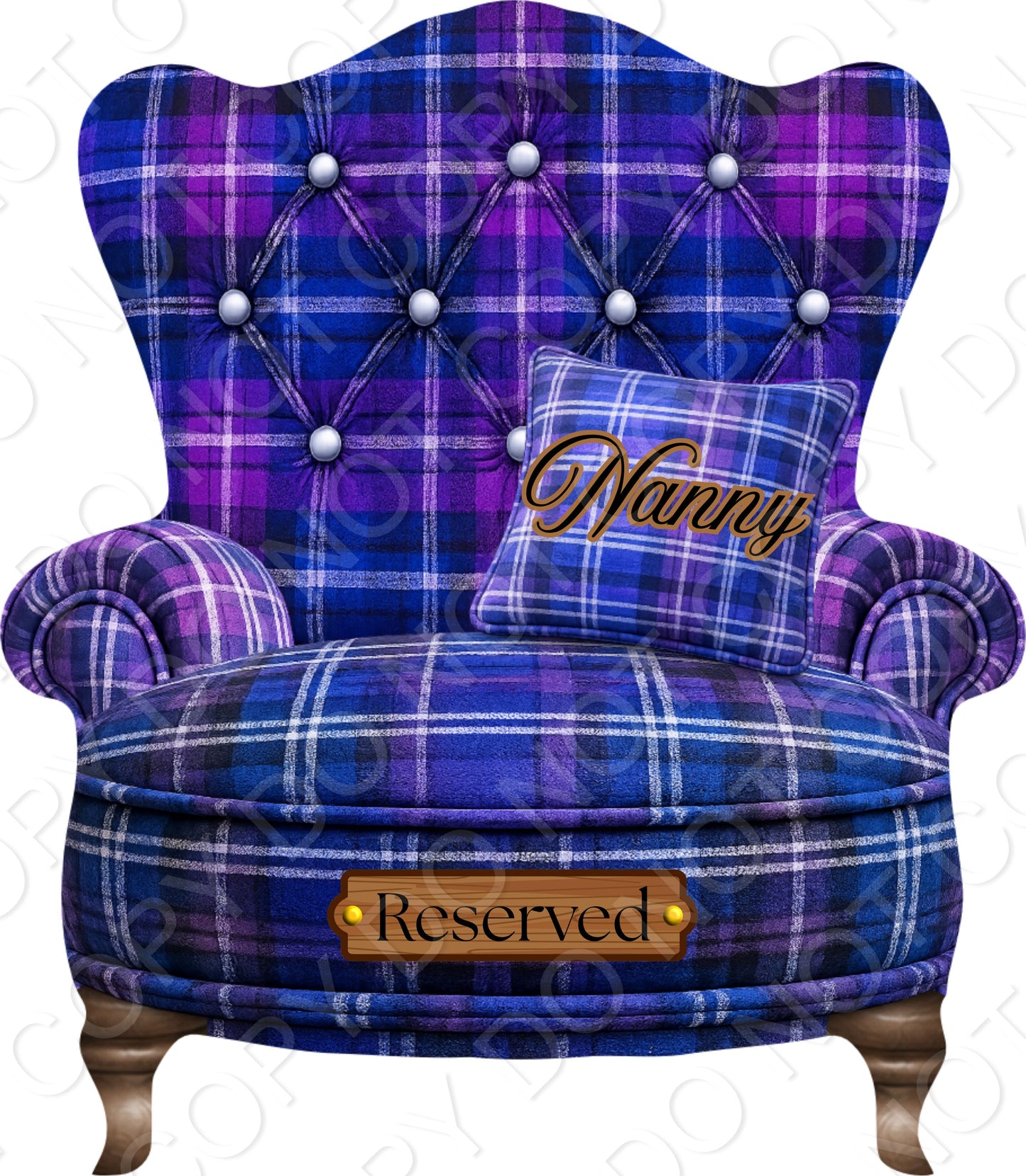 UVDTF Transfer - Tartan Memorial Chair with Names to fit Woodform Acrylic Hanging Chairs (Blue)
