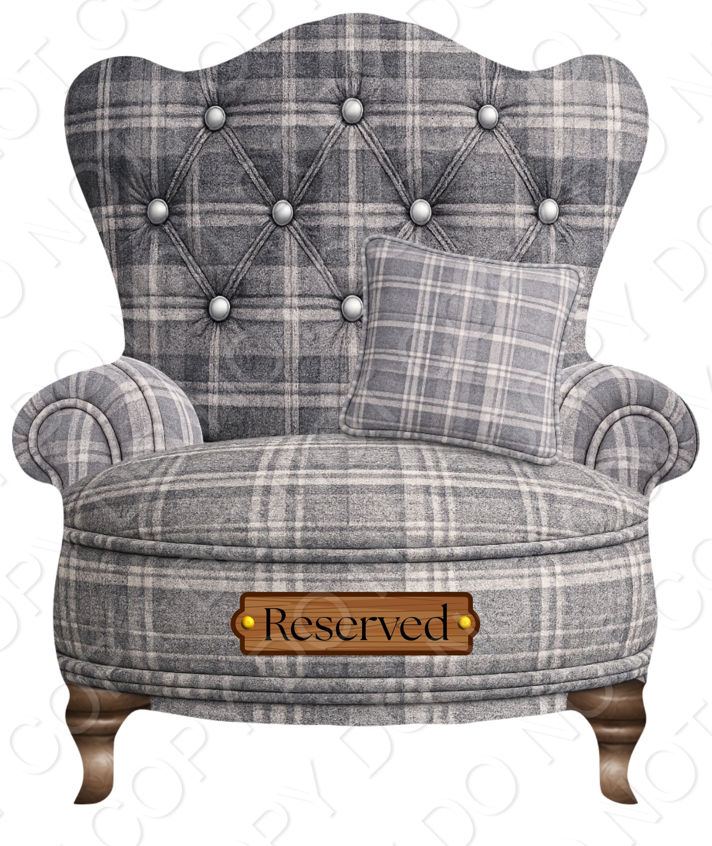 UVDTF Transfer - Tartan Memorial Chair with Names to fit Woodform Acrylic Hanging Chairs (Grey)