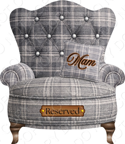 UVDTF Transfer - Tartan Memorial Chair with Names to fit Woodform Acrylic Hanging Chairs (Grey)
