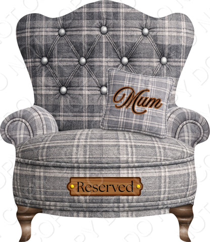 UVDTF Transfer - Tartan Memorial Chair with Names to fit Woodform Acrylic Hanging Chairs (Grey)