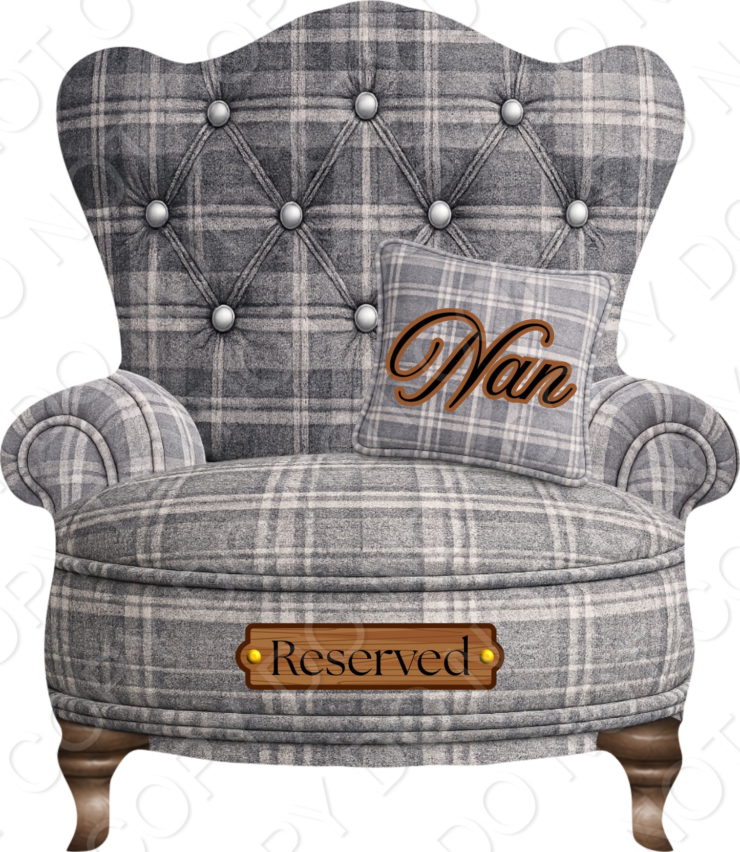 UVDTF Transfer - Tartan Memorial Chair with Names to fit Woodform Acrylic Hanging Chairs (Grey)