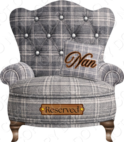 UVDTF Transfer - Tartan Memorial Chair with Names to fit Woodform Acrylic Hanging Chairs (Grey)