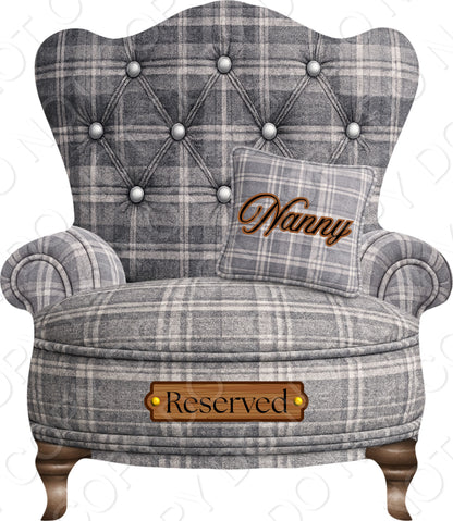 UVDTF Transfer - Tartan Memorial Chair with Names to fit Woodform Acrylic Hanging Chairs (Grey)