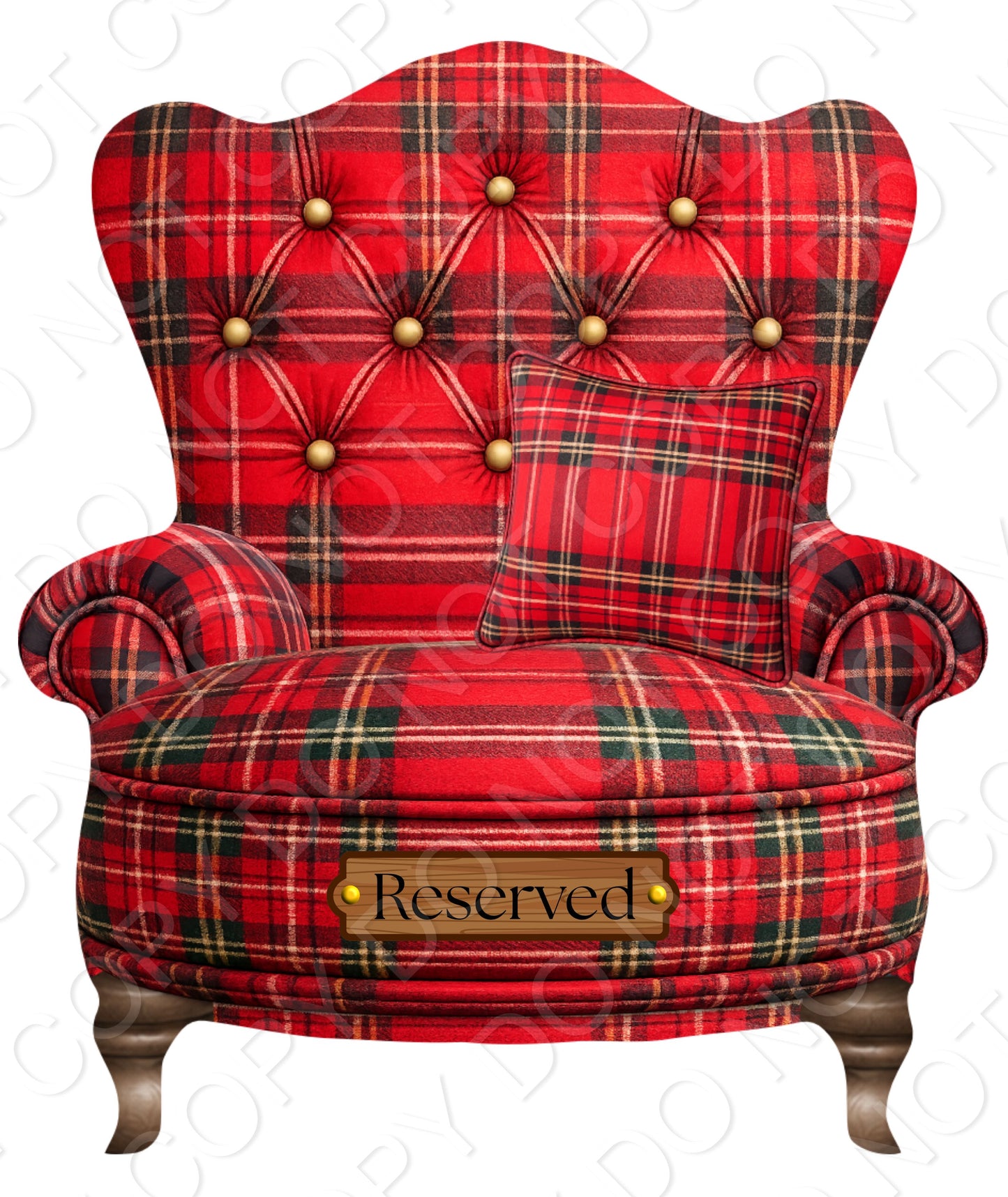 UVDTF Transfer - Tartan Memorial Chair with Names to fit Woodform Acrylic Hanging Chairs (Red)