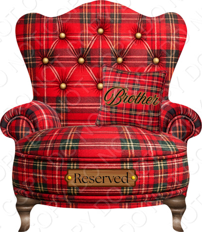 UVDTF Transfer - Tartan Memorial Chair with Names to fit Woodform Acrylic Hanging Chairs (Red)