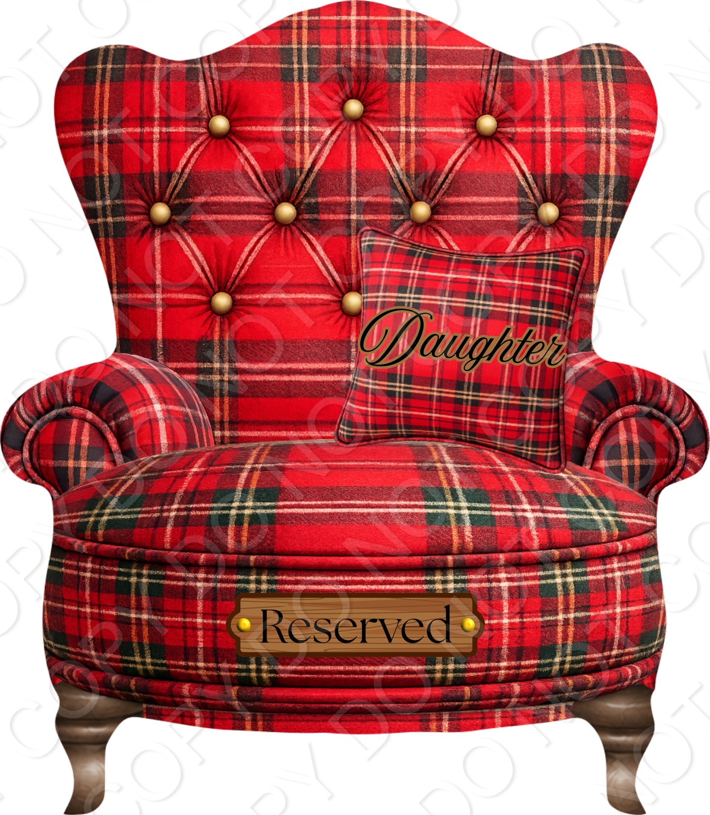 UVDTF Transfer - Tartan Memorial Chair with Names to fit Woodform Acrylic Hanging Chairs (Red)