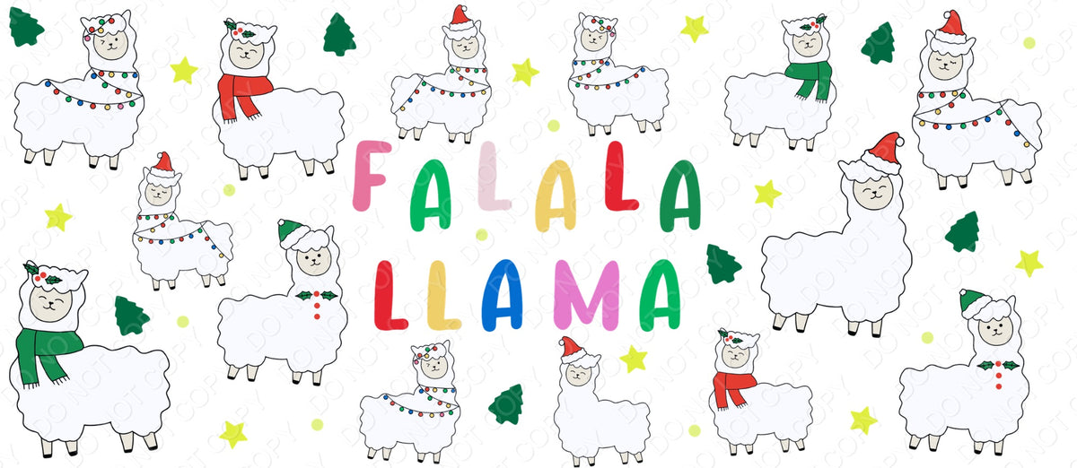 UV-DTF Transfer - Cup Wrap for 16oz Libby Cup - Fa La La Llama Design
