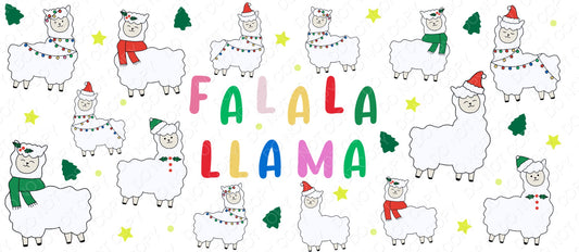 UV-DTF Transfer - Cup Wrap for 16oz Libby Cup - Fa La La Llama Design