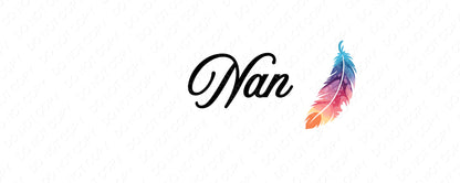 UV-DTF Transfer - Colourful Name/Feather Design for Woodform and Smart Crafts Feathers