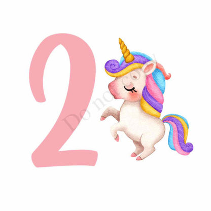 UV-DTF Transfer for Cake Topper - Birthday Number Unicorn