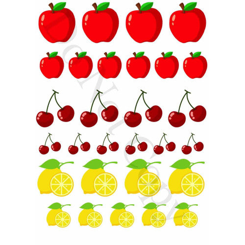 Style 30 - Mixed Apple Cherry & Lemon Sheet of Mix and Match UV-DTF Designs