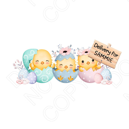 UVDTF Transfer - Easter Bunny Name (Easter Chicks) (Bespoke)